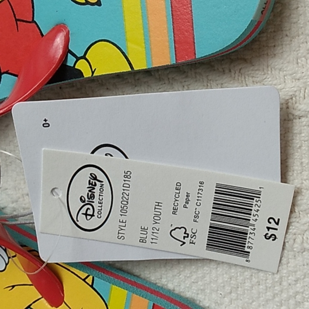 Disney Collection Mickey & Pluto Flip Flops Youth 11/12 Blue & Red - Picture 3 of 5